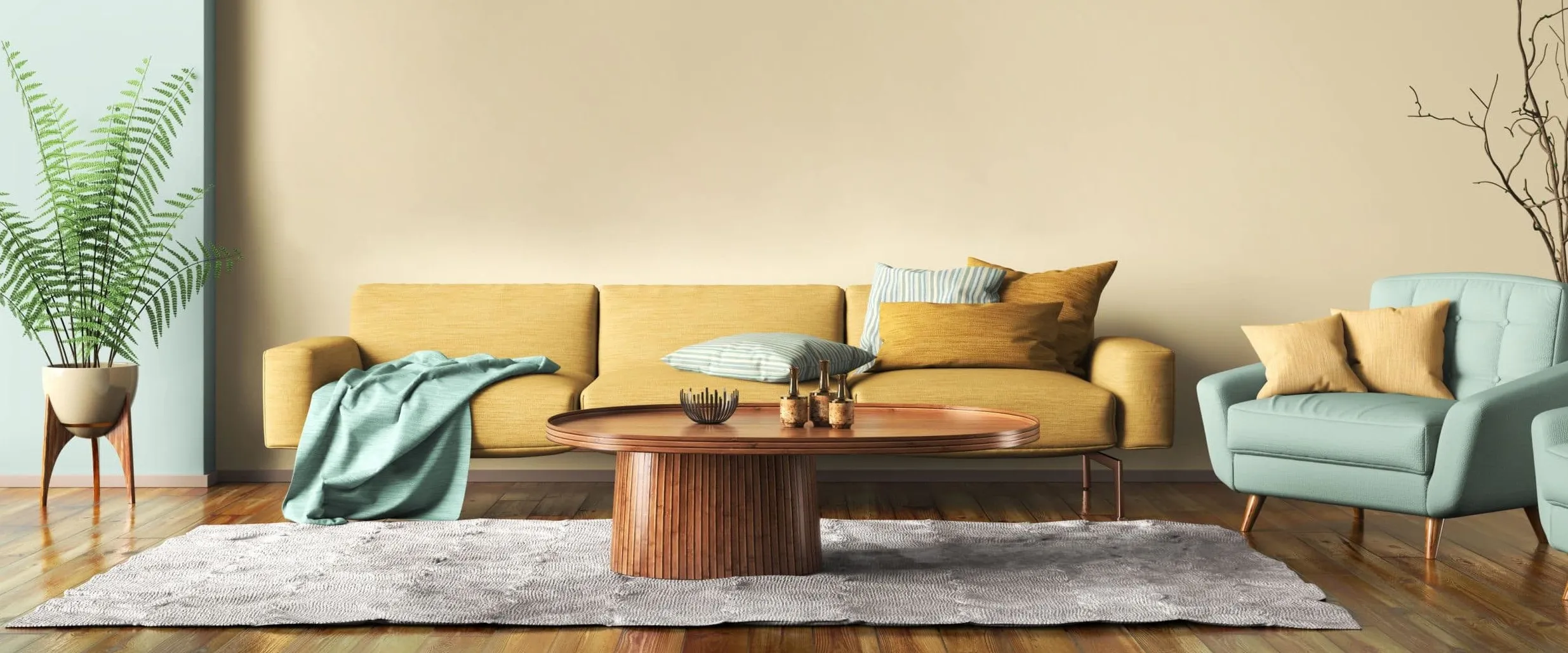 A brown leather couch in a living room